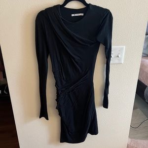 T by Alexander Wang Body Con Cotton Long Sleeve Wrap Dress